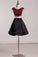 Two-Piece A Line V Neck Homecoming Dresses Satin With Beading Short/Mini