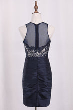 Load image into Gallery viewer, New Arrival Homecoming Dresses Scoop Sheath Lace &amp; Satin Mini