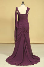 Load image into Gallery viewer, Straps Mother Of The Bride Dresses Chiffon With Beading And Ruffles  Sheath