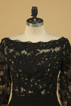 Load image into Gallery viewer, Long Sleeves Bateau Open Back Evening Dresses Lace With Applique