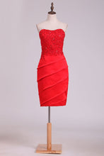 Load image into Gallery viewer, Sheath Mother Of The Bride Dresses Strapless With Beading And Applique Satin