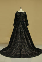 Load image into Gallery viewer, Bateau Long Sleeves Mother Of The Bride Dresses Tulle Sweep Train A Line