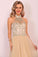 A-Line Halter Prom Dress Floor-Length Tulle With Beads&Rhinestones