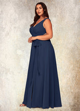 Load image into Gallery viewer, Jess A-Line Pleated Chiffon Floor-Length Dress P0019636