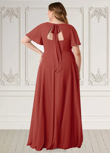 Martha A-Line Ruched Chiffon Floor-Length Dress P0019603