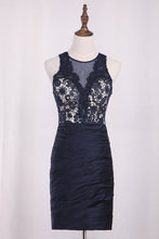 Load image into Gallery viewer, New Arrival Homecoming Dresses Scoop Sheath Lace &amp; Satin Mini