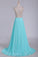 V Neck Beaded Bodice A Line Prom Dresses Chiffon & Tulle Sweep Train