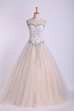 Load image into Gallery viewer, Quinceanera Dresses Sweetheart Beaded Neckline And Waistline Ball Gown Floor-Length Tulle&amp;Lace