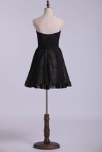Load image into Gallery viewer, Sweetheart Homecoming Dresses A Line Short Chiffon &amp; Lace With Ribbon