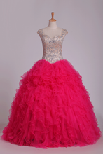 Load image into Gallery viewer, Ball Gown Straps With Beading Quinceanera Dresses Tulle Floor Length
