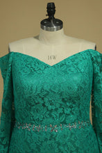 Load image into Gallery viewer, Off The Shoulder Evening Dresses Lace Mermaid Beaded Waistline