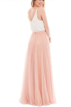 Load image into Gallery viewer, Bridesmaid Dresses V Neck Tulle Floor Length A Line Bicolor