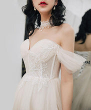 Load image into Gallery viewer, Fairy Sweetheart A Line Lace Long Ivory Sexy Wedding Dresses