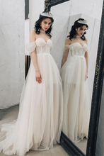 Load image into Gallery viewer, Fairy Sweetheart A Line Lace Long Ivory Sexy Wedding Dresses