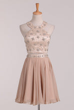 Load image into Gallery viewer, Two-Piece Scoop Homecoming Dresses A Line Chiffon With Beading