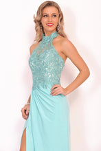 Load image into Gallery viewer, Prom Dresses Halter Chiffon With Applique And Slit Sheath