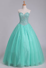 Load image into Gallery viewer, Ball Gown Sweetheart Tulle Quinceanera Dresses Floor Length Lace Up