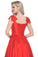 V-Neck Bubble Shoulder A-Line Satin Evening Dress Floor-Length