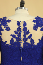 Load image into Gallery viewer, Plus Size Mother Of The Bride Dresses Scoop 3/4 Length Sleeve Lace With Applique Dark Royal Blue