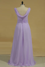 Load image into Gallery viewer, Scoop Prom Dresses A Line Chiffon With Ruffles Floor Length