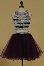 Load image into Gallery viewer, Two-Piece Scoop A Line Homecoming Dresses Tulle With Beading Open Back