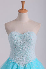 Load image into Gallery viewer, Ball Gown Sweetheart Quinceanera Dresses With Pearls &amp; Rhinestones Tulle