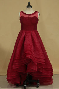Asymmetrical Scoop Prom Dresses A Line Organza With Applique