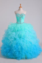 Load image into Gallery viewer, Quinceanera Dresses Ball Gown Floor Length With Beads And Ruffles