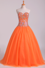 Load image into Gallery viewer, Quinceanera Dresses Ball Gown Sweetheart Beaded Bodice Floor Length Tulle