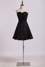 Load image into Gallery viewer, Sweetheart Homecoming Dresses A Line Chiffon&amp;Lace With Ribbon Short/Mini