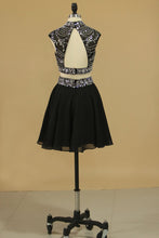Load image into Gallery viewer, Homecoming Dresses High Neck Two Pieces Beaded Bodice Chiffon