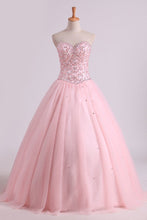 Load image into Gallery viewer, Sweetheart Ball Gown Quinceanera Dresses Tulle With Beads And Rhinestones