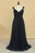 Load image into Gallery viewer, A Line Evening Dresses Off The Shoulder Tulle With Beads And Ruffles