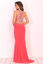 Load image into Gallery viewer, Spandex Scoop With Beading Prom Dresses Mermaid Sweep Train