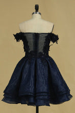 Load image into Gallery viewer, Organza Off The Shoulder A Line Homecoming Dresses With Applique