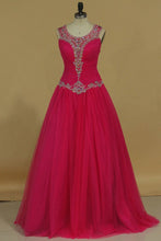 Load image into Gallery viewer, Scoop Tulle With Beads And Ruffles Quinceanera Dresses Floor Length