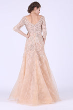Load image into Gallery viewer, New Arrival Prom Dresses V Neck 3/4 Length Sleeves Organza With Beads