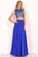 Two-Piece High Neck Beaded Bodice A Line Chiffon Prom Dresses
