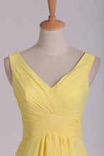 Load image into Gallery viewer, Bridesmaid Dresses V Neck A Line Chiffon With Ruffles Short/Mini