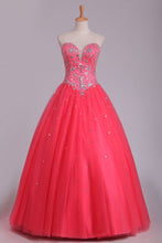 Load image into Gallery viewer, Quinceanera Dresses Ball Gown Sweetheart Floor Length Beaded Bodice Tulle