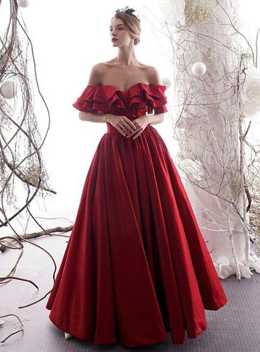 Off The Shoulder Flounced Long Prom Dresses Fashion Party Dresses