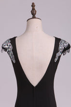 Load image into Gallery viewer, Evening Dresses Bateau Mermaid Spandex With Beads Open Back