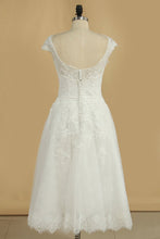 Load image into Gallery viewer, Scoop A Line Wedding Dresses Lace With Applique And Sash
