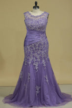 Load image into Gallery viewer, New Arrival Scoop Mother Of The Bride Dresses With Applique And Beads Mermaid Tulle