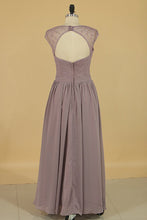 Load image into Gallery viewer, Straps A Line Bridesmaid Dresses Chiffon With Beads Floor Length Open Back