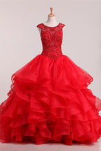Load image into Gallery viewer, Quinceanera Dresses Organza Scoop With Beading Ball Gown