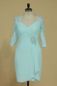 Mid-Length Sleeves Mother Of The Bride Dresses With Applique And Ruffles Chiffon