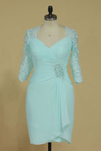 Load image into Gallery viewer, Plus Size Mother Of The Bride Dresses Mid-Length Sleeves Chiffon With Applique &amp; Ruffles