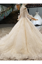 Load image into Gallery viewer, Count Train Princess Wedding Dresses Sweetheart Long Sleeves Ball Gown Wedding SJSPJ37M9KE