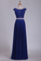 Two Pieces Scoop With Beading Prom Dresses A Line Floor Length Dark Royal Blue